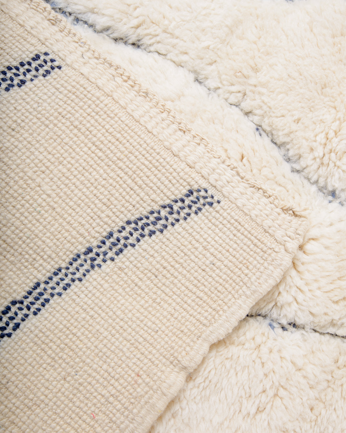 Modern, designer, handcrafted 100% sheep’s wool Berber rug from Morocco. Beni M’rirt carpet with beautiful colours and patterns and fluffy wool texture.
